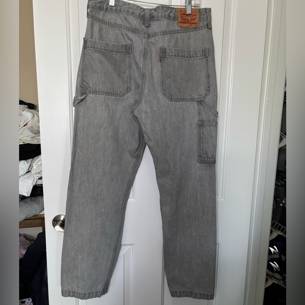 LEVI’S Mens Gray Denim Carpenter Jeans size 33x32 great condition - Picture 4 of 9